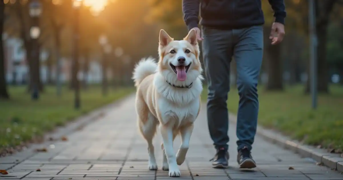 perro paseando tranquilamente por parque