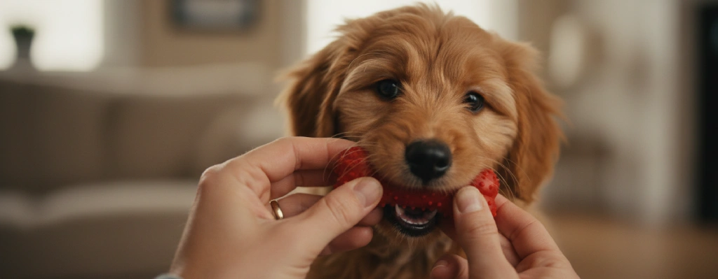 cachorro de perro con un mordedor