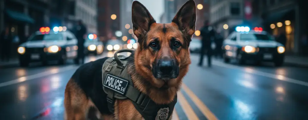 caracter de pastor aleman adulto trabajando de policia