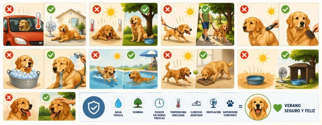 evitar golpe de calor en perros
