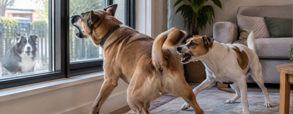 pelea de perros por redirección